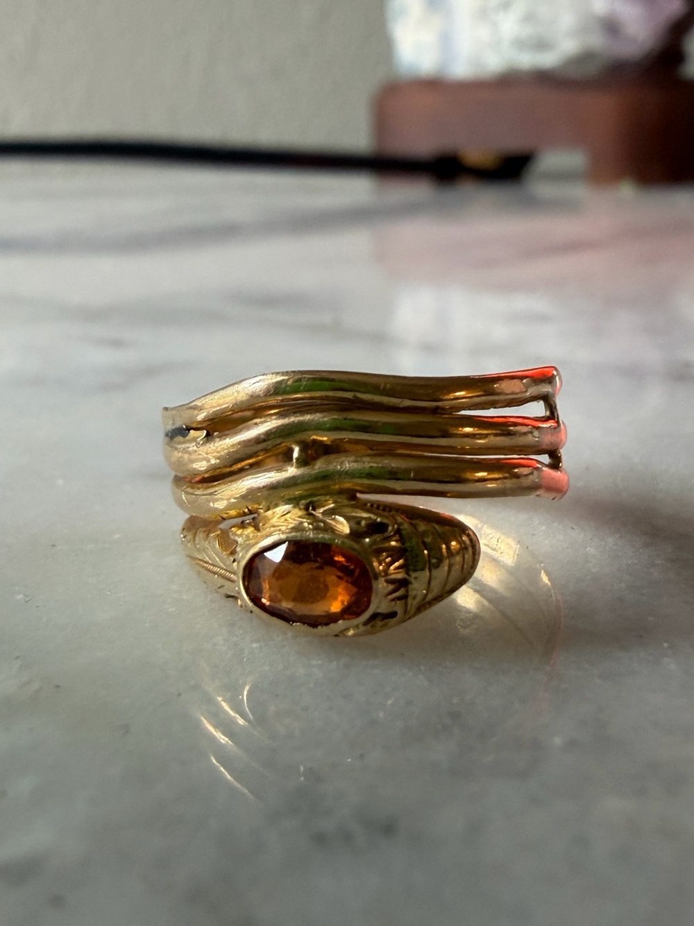 Antique French 18k gold snake ring
